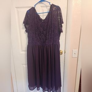 Purple Lace Midi Dress